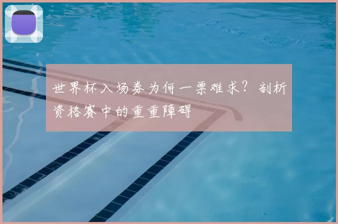 世界杯入场券为何一票难求?剖析资格赛中的重重障碍